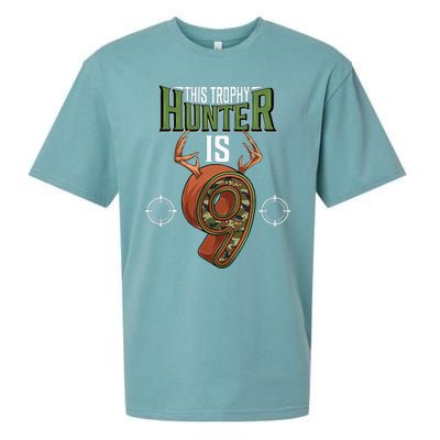 9 Year Old Hunting 9th Birthday Party Deer Hunter Sueded Cloud Jersey T-Shirt