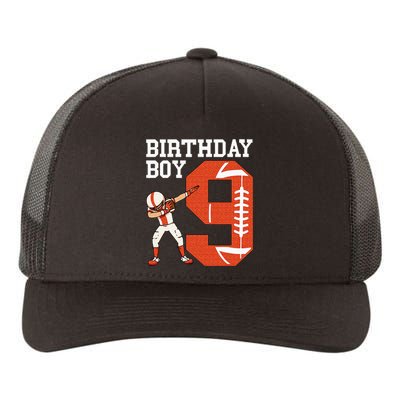 9 Years Old Boy Football Player 9th Football Birthday Yupoong Adult 5-Panel Trucker Hat