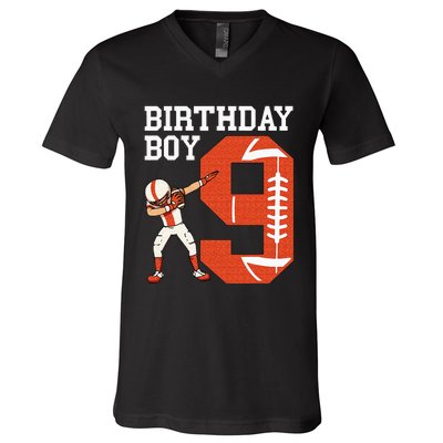 9 Years Old Boy Football Player 9th Football Birthday V-Neck T-Shirt