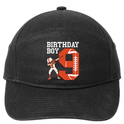 9 Years Old Boy Football Player 9th Football Birthday 7-Panel Snapback Hat