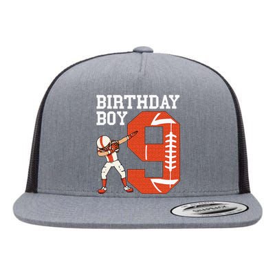 9 Years Old Boy Football Player 9th Football Birthday Flat Bill Trucker Hat