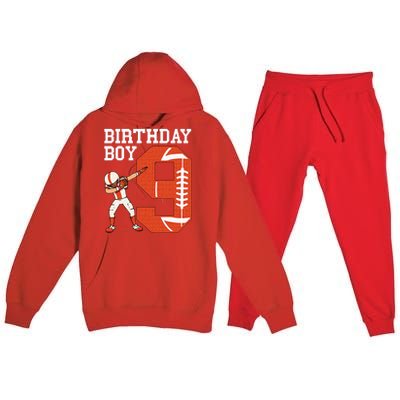 9 Years Old Boy Football Player 9th Football Birthday Premium Hooded Sweatsuit Set