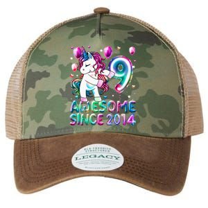 9 Years Old Unicorn Flossing 9th Birthday Girl Unicorn Party Legacy Tie Dye Trucker Hat