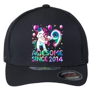 9 Years Old Unicorn Flossing 9th Birthday Girl Unicorn Party Flexfit Unipanel Trucker Cap