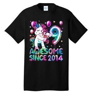 9 Years Old Unicorn Flossing 9th Birthday Girl Unicorn Party Tall T-Shirt