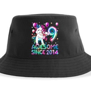 9 Years Old Unicorn Flossing 9th Birthday Girl Unicorn Party Sustainable Bucket Hat