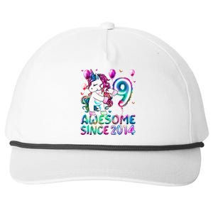 9 Years Old Unicorn Flossing 9th Birthday Girl Unicorn Party Snapback Five-Panel Rope Hat