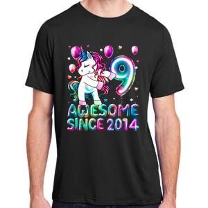 9 Years Old Unicorn Flossing 9th Birthday Girl Unicorn Party Adult ChromaSoft Performance T-Shirt