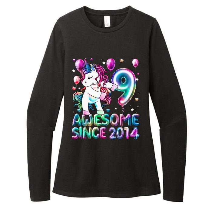 9 Years Old Unicorn Flossing 9th Birthday Girl Unicorn Party Womens CVC Long Sleeve Shirt