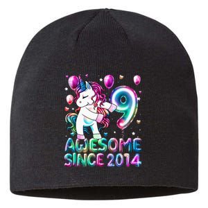 9 Years Old Unicorn Flossing 9th Birthday Girl Unicorn Party Sustainable Beanie