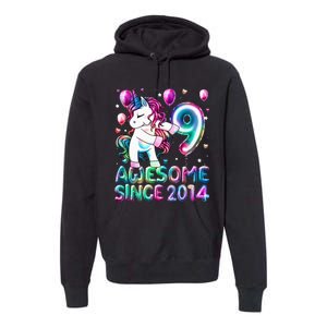 9 Years Old Unicorn Flossing 9th Birthday Girl Unicorn Party Premium Hoodie