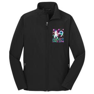 9 Years Old Unicorn Flossing 9th Birthday Girl Unicorn Party Core Soft Shell Jacket