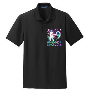 9 Years Old Unicorn Flossing 9th Birthday Girl Unicorn Party Dry Zone Grid Polo