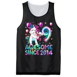 9 Years Old Unicorn Flossing 9th Birthday Girl Unicorn Party Mesh Reversible Basketball Jersey Tank