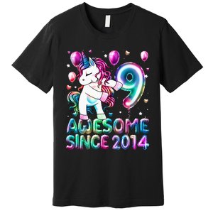 9 Years Old Unicorn Flossing 9th Birthday Girl Unicorn Party Premium T-Shirt