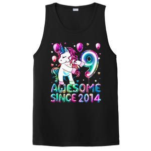 9 Years Old Unicorn Flossing 9th Birthday Girl Unicorn Party PosiCharge Competitor Tank