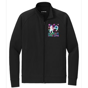 9 Years Old Unicorn Flossing 9th Birthday Girl Unicorn Party Stretch Full-Zip Cadet Jacket