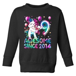 9 Years Old Unicorn Flossing 9th Birthday Girl Unicorn Party Toddler Sweatshirt