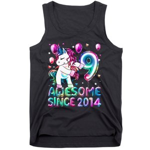 9 Years Old Unicorn Flossing 9th Birthday Girl Unicorn Party Tank Top