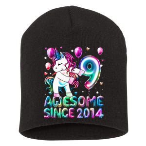 9 Years Old Unicorn Flossing 9th Birthday Girl Unicorn Party Short Acrylic Beanie