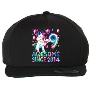 9 Years Old Unicorn Flossing 9th Birthday Girl Unicorn Party Wool Snapback Cap