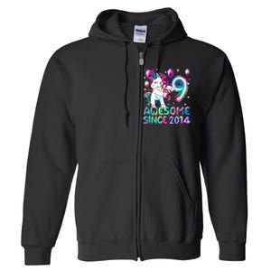 9 Years Old Unicorn Flossing 9th Birthday Girl Unicorn Party Full Zip Hoodie