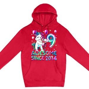 9 Years Old Unicorn Flossing 9th Birthday Girl Unicorn Party Premium Pullover Hoodie