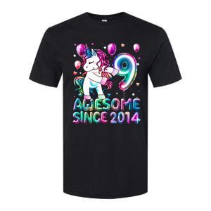 9 Years Old Unicorn Flossing 9th Birthday Girl Unicorn Party Softstyle CVC T-Shirt