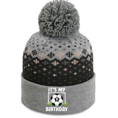 9 Years Old Soccer 9th Birthday Player Bday Party The Baniff Cuffed Pom Beanie