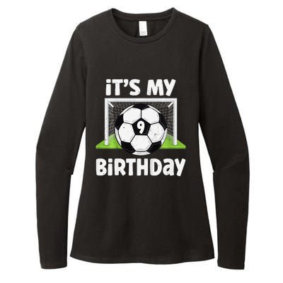 9 Years Old Soccer 9th Birthday Player Bday Party Womens CVC Long Sleeve Shirt