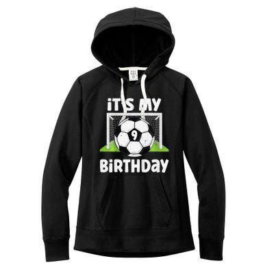 9 Years Old Soccer 9th Birthday Player Bday Party Women's Fleece Hoodie