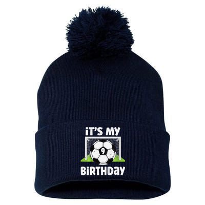 9 Years Old Soccer 9th Birthday Player Bday Party Pom Pom 12in Knit Beanie