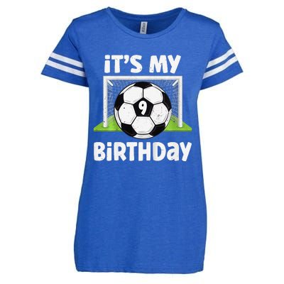 9 Years Old Soccer 9th Birthday Player Bday Party Enza Ladies Jersey Football T-Shirt