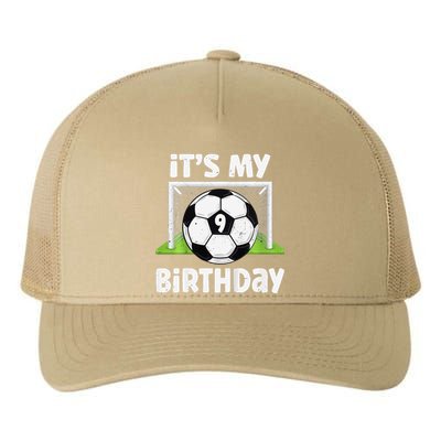 9 Years Old Soccer 9th Birthday Player Bday Party Yupoong Adult 5-Panel Trucker Hat