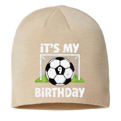 9 Years Old Soccer 9th Birthday Player Bday Party Sustainable Beanie