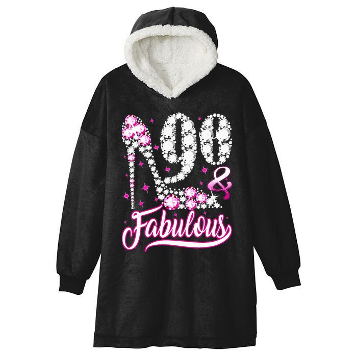 90 Years Old Gifts 90 & Fabulous 90th Birthday Pink Diamond Hooded Wearable Blanket