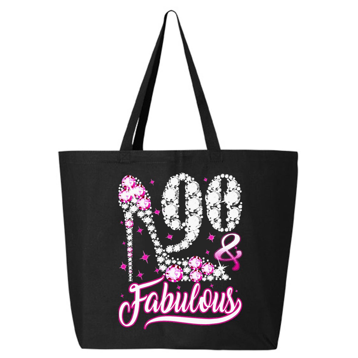 90 Years Old Gifts 90 & Fabulous 90th Birthday Pink Diamond 25L Jumbo Tote