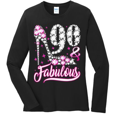 90 Years Old Gifts 90 & Fabulous 90th Birthday Pink Diamond Ladies Long Sleeve Shirt
