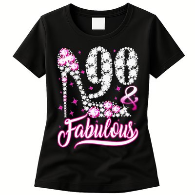 90 Years Old Gifts 90 & Fabulous 90th Birthday Pink Diamond Womens T-Shirt