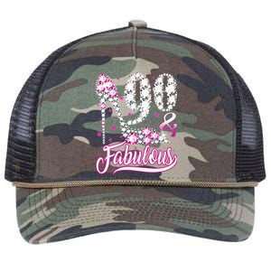 90 Years Old Gifts 90 & Fabulous 90th Birthday Pink Diamond Retro Rope Trucker Hat Cap