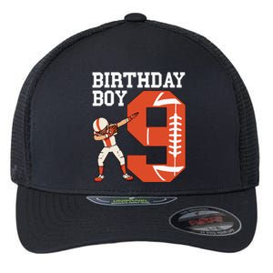 9 Years Old Football Player 9th Football Birthday Flexfit Unipanel Trucker Cap