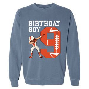 9 Years Old Football Player 9th Football Birthday Garment-Dyed Sweatshirt