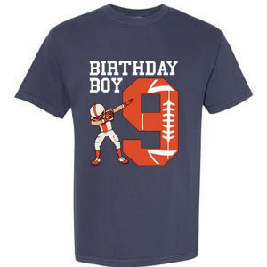 9 Years Old Football Player 9th Football Birthday Garment-Dyed Heavyweight T-Shirt