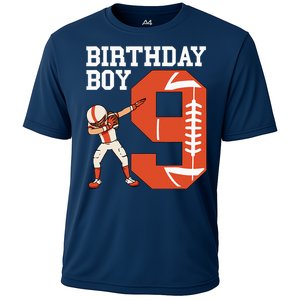 9 Years Old Football Player 9th Football Birthday Cooling Performance Crew T-Shirt