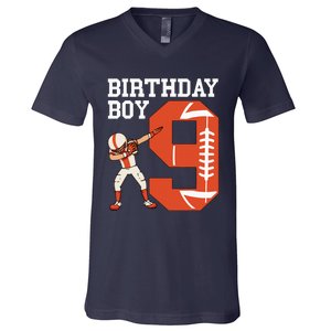 9 Years Old Football Player 9th Football Birthday V-Neck T-Shirt