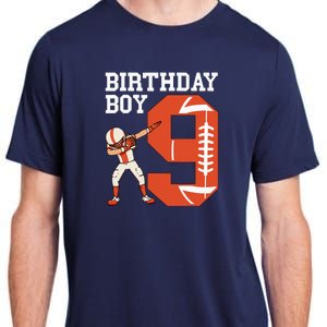 9 Years Old Football Player 9th Football Birthday Adult ChromaSoft Performance T-Shirt