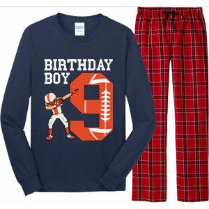 9 Years Old Football Player 9th Football Birthday Long Sleeve Pajama Set