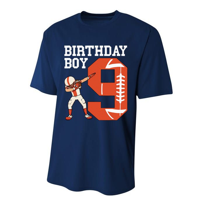 9 Years Old Football Player 9th Football Birthday Performance Sprint T-Shirt