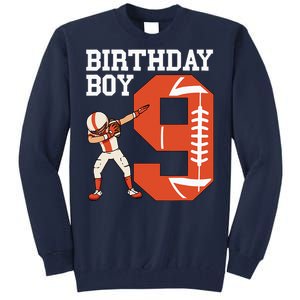 9 Years Old Football Player 9th Football Birthday Tall Sweatshirt