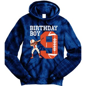 9 Years Old Football Player 9th Football Birthday Tie Dye Hoodie